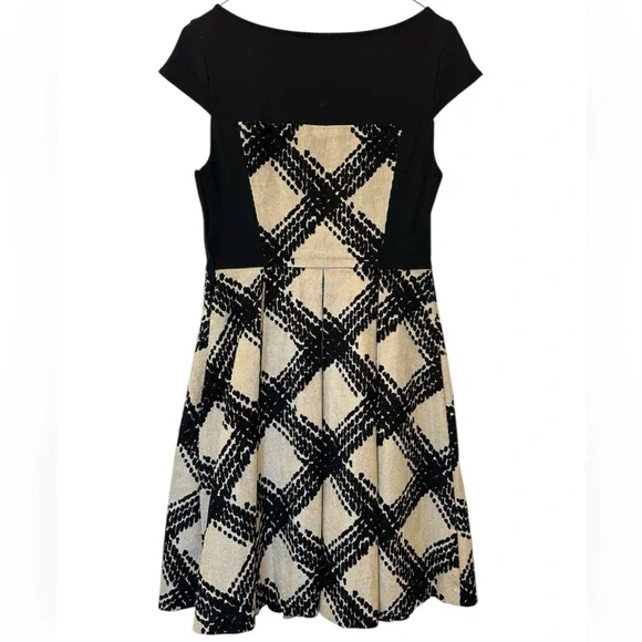 Anthropology Eva Franco Black Tan Fit Flare Women’s Dress Size 4 EUC Cocktail - Picture 2 of 8